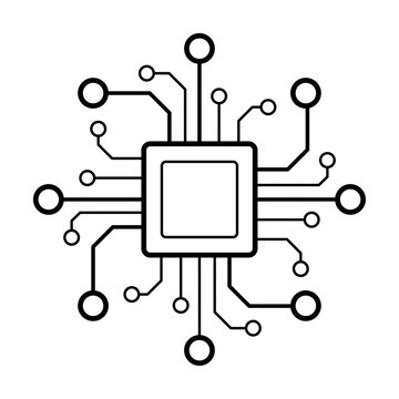 Processor chip vector icon for graphic design, logo, web site, social media, mobile app, ui illustration
