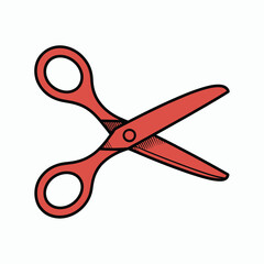 Red scissors illustration on white background