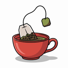 Steaming hot tea in a red cup