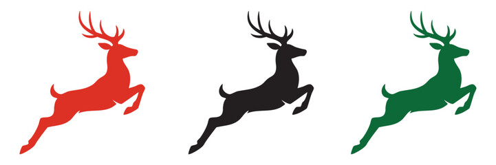 Fototapeta premium Stag and Deer Silhouette Vector – Wild Buck with Antlers in Various Poses for Hunting, Nature, and Forest Logos