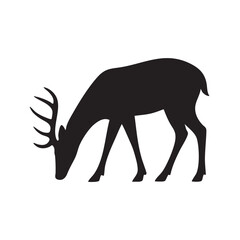 Obraz premium Stag and Deer Silhouette Vector – Wild Buck with Antlers in Various Poses for Hunting, Nature, and Forest Logos