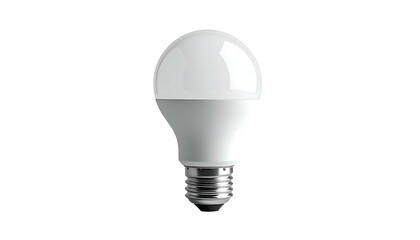 A bright, white lightbulb on a black background, showcasing its sleek design and metallic base