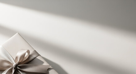 Minimal Gift Box with Copy Space on Neutral Background