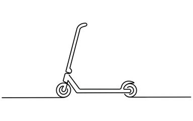 Minimalist continuous line drawing of a modern electric scooter © StockSynergy