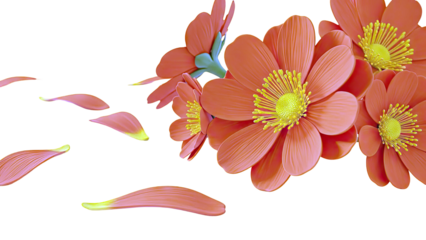Orange Gerbera Daisies with Falling Petals