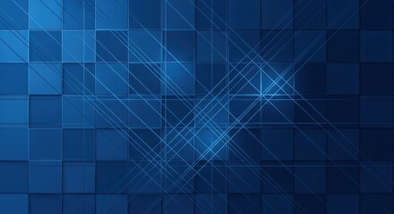 Obraz premium Abstract Blue Grid with Geometric Lines - A Modern Technological Background.