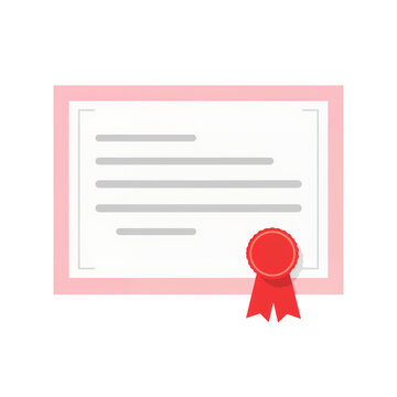 A pink certificate with a red seal ideal for design projects on transparent background