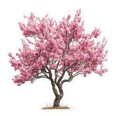 Obraz premium Beautiful cherry blossom tree in full bloom, isolated on transparent background