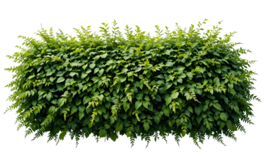 Lush green hedge with dense foliage on a white background for decoration and landscaping purposes