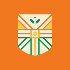 Shield emblem vector logo, abstract protection icon, minimal geometric style for trust and security.