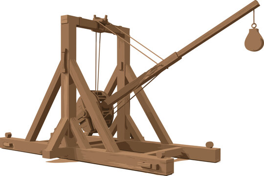 Medieval Trebuchet on Display in a Historical Setting Showcase