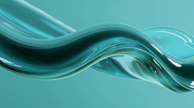 Vibrant teal liquid wave flowing smoothly on matching background