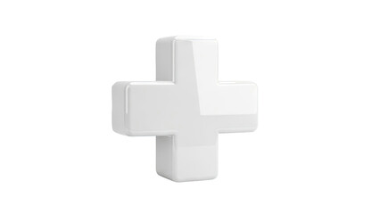 Fototapeta premium Glossy white cross symbol on a white background