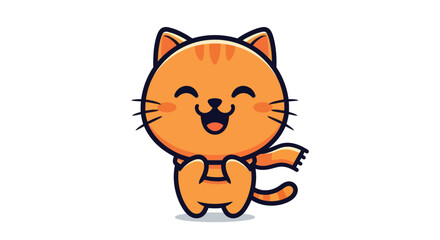 Fototapeta premium Cartoon cat illustration on white background