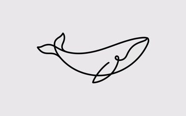 Fototapeta premium Minimalist Continuous Line Drawing of a Whale Ocean Animal Illustration
