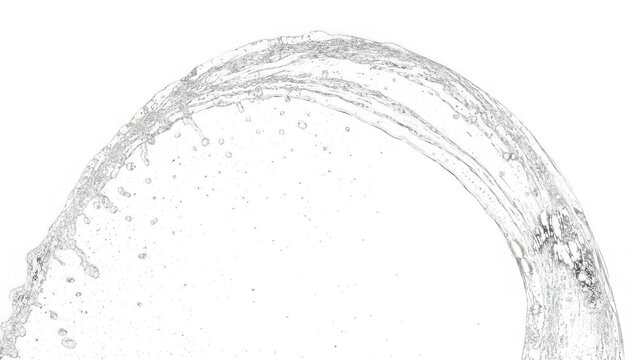 A stream of water arches through the air against a black background