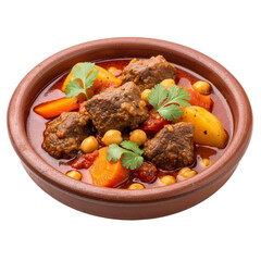 Traditional Beef and Vegetable Stew in Earthenware Bowl for Ramadan Eid