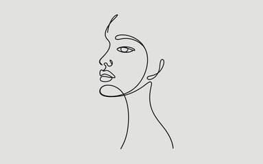 Minimalist Line Art Silhouette of a Woman Face Profile Portrait © StockSynergy