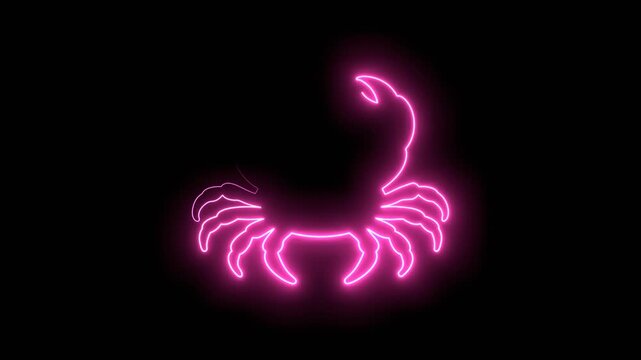Crab drawn by graphic lines. Seafood shop, signboard, restaurant menu, fish market design template. Fresh seafood or shellfish product. Neon glowing.