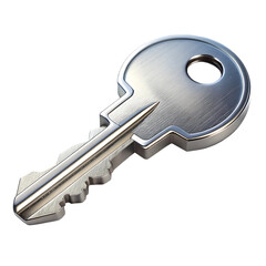Silver Key With Classic Notched Design Isolated On Transparent Background