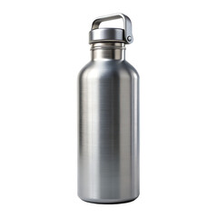 Stainless Steel Water Bottle With Matte Finish Isolated On Transparent Background