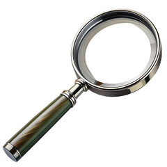 Classic Magnifying Glass With Black Handle Isolated On Transparent Background