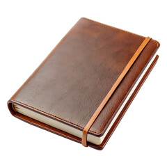 Leather Bound Notebook With Elastic Band Isolated On Transparent Background