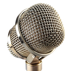 Microphone With Metal Mesh Head Isolated On Transparent Background