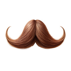 Realistic Brown Mustache With Thick Slightly Curved Shape Isolated On Transparent Background