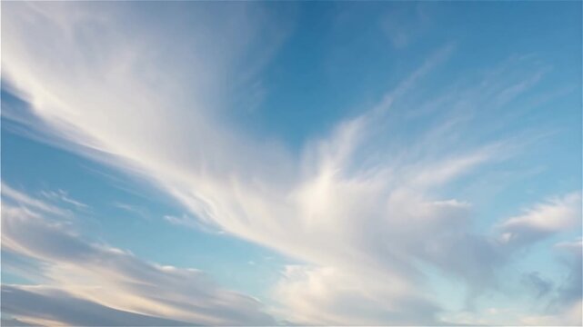 Serene blue sky with white clouds, slow motion video footage, 4K