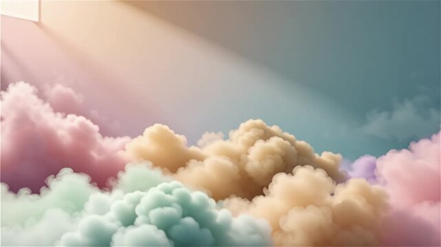 Slow motion colorful clouds with pastel hues and soft lighting