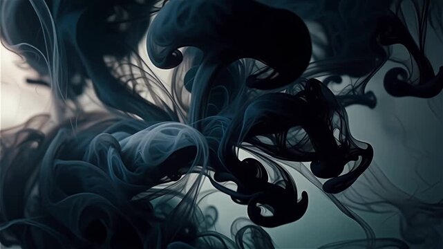 Dark Ink Swirling in Water, Abstract Close-up, Cinematic 4K Footage