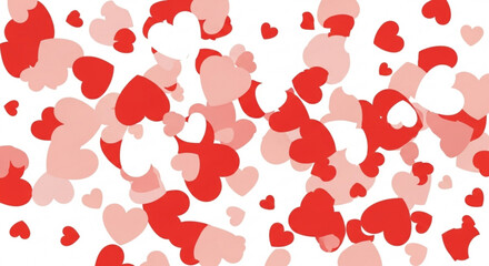 Obraz premium Red and pink hearts floating on white background for love