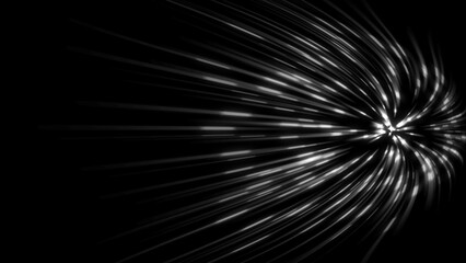Fototapeta premium Abstract white glowing curved speed lines on black background