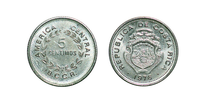Coin 5 centimos. 1953 year. Republic of Costa Rica