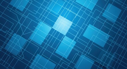 Abstract Blue Technology Background with Geometric Shapes and Lines.