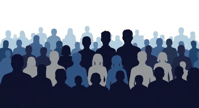 Diverse Crowd Silhouette Illustration - A Visual Representation of Unity.