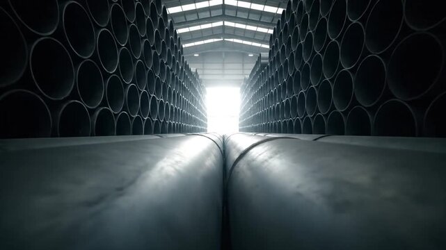 Warehouse pipes with industrial interior.