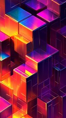 Abstract geometric pattern featuring vibrant colorful squares and rectangles for digital art backgrounds.