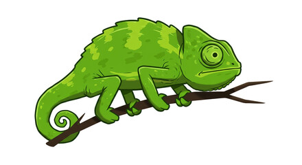 Fototapeta premium Pixel Art Green Chameleon On Branch With Gradient Background