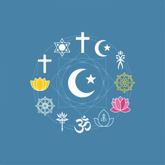 Naklejka premium vector illustration of religious tolerance