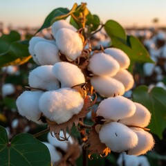 Close-up of Cotton Plant Bolls Ready for Harvest in Field.