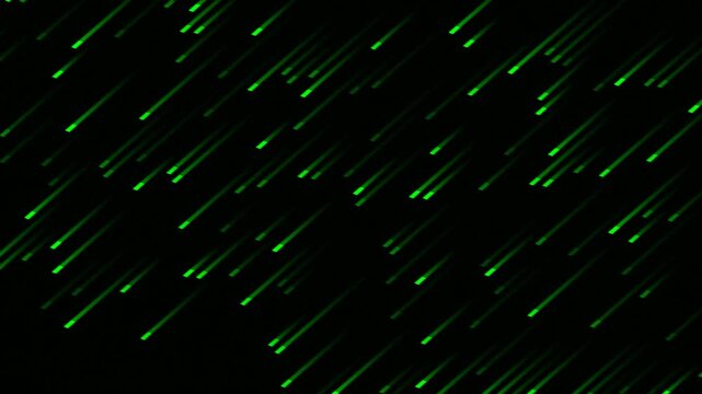 Green Light Streaks in Dark Abstract Motion Video.