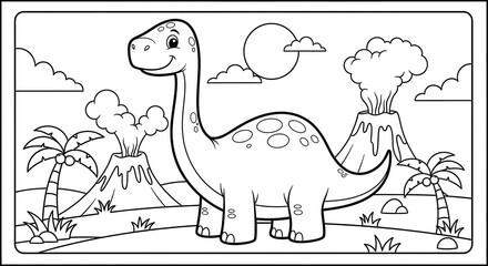 Fototapeta premium Dinosaur Coloring Page - A Fun Activity for Kids.