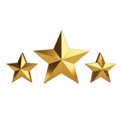 Obraz premium Three golden stars isolated on transparent background