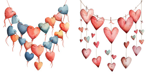 valentines garland watercolor vector illustration © Dar