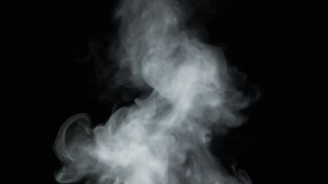 Dynamic plume of ethereal white vapor ascending against a dark void, creating an atmospheric visual effect for creative projects
