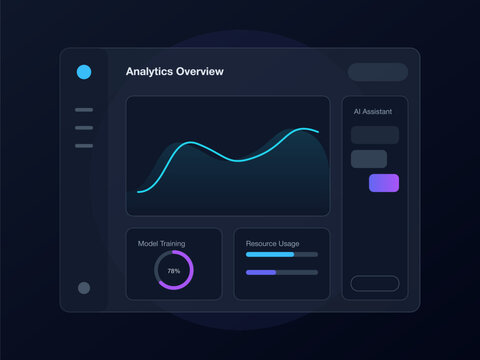 "A sophisticated, dark-themed user interface dashboard designed for high-level AI monitoring. The visual mood is technical and cutting-edge, featuring a minimalist glassmorphism aesthetic with vibrant