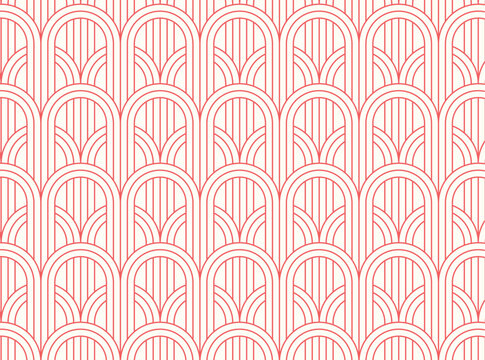Elegant art deco arch geometric seamless pattern