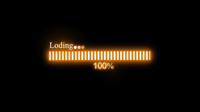 Loading Screen with Progress Bar, User Interface Loading Bar Animation with Neon Light Glow